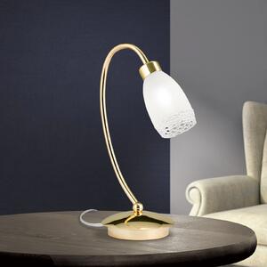 ORION Lampa de masă CARLA, culoare alamă, înălțime 32 cm, metal/sticlă, Auriu / Alamă, Camera de zi / sufragerie, Metal, Antichitate