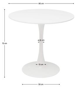 KONDELA Masă dining, rundă, alb mat, diametru 80 cm, REVENTON