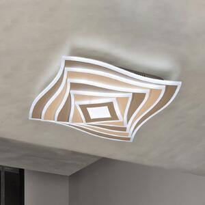 FISCHER & HONSEL Plafonieră LED HERO, gri-bej, 50x50 cm Telecomandă CCT dimabilă, reglabil, Maro / Rugină, Camera de zi / sufragerie, Metal, Modern
