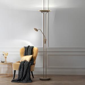 FISCHER & HONSEL Lampadar LED Tallri, gri-bej Înălțime 180 cm 2 becuri CCT Touchdim, reglabil, Maro / Rugină, Camera de zi / sufragerie, Metal, Modern, Lumină de lectură