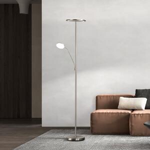 FISCHER & HONSEL Lampadar LED Sorento nichel Înălțime 182 cm 2 becuri CCT Touchdim, reglabil, Metalic, Camera de zi / sufragerie, Metal, Modern, Lumină de lectură