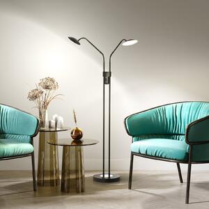 FISCHER & HONSEL Lampadar LED Tallri negru Înălțime 135 cm 2 becuri CCT Touchdim, reglabil, Negru, Camera de zi / sufragerie, Metal, Modern