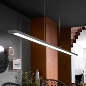FISCHER & HONSEL Lampă suspendată LED Marlo, gri, lungime 120 cm, CCT, dimmer tactil, reglabil, Gri, Camera de zi / sufragerie, Metal, Modern