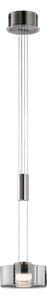 FISCHER & HONSEL Lampă suspendată LED LAVIN, nichel/fum, Ø 20 cm, metal/sticlă dimabilă, reglabil, Gri, Camera de zi / sufragerie, Metal, Modern