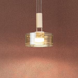 FISCHER & HONSEL Lampă suspendată LED LAVIN, nisip/chihlimbar, Ø 19 cm, metal/sticlă dimabilă, reglabil, Bej, Camera de zi / sufragerie, Metal, Modern