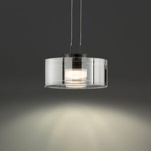 FISCHER & HONSEL Lampă suspendată LED LAVIN, negru/fum, Ø 20 cm metal/sticlă dimabil, reglabil, Gri, Camera de zi / sufragerie, Metal, Modern