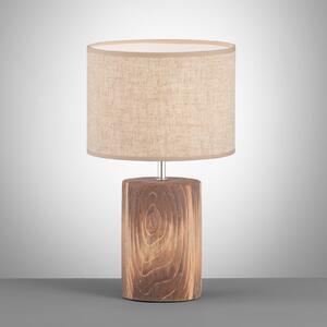 FISCHER & HONSEL Lampa de masă Malik, culoare nisip, material textil din in, înălțime 43 cm E27, Bej, Camera de zi / sufragerie, Țesătură / Textil