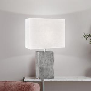 FISCHER & HONSEL Lampa de masă Amiens, alb/nichel, înălțime 50 cm Pânză/metal, Alb, Camera de zi / sufragerie, Țesătură / Textil