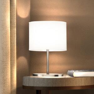 FISCHER & HONSEL Lampa de masă Modena, alb/nichel, chintz, înălțime 27 cm, E14, Alb, Camera de zi / sufragerie, Țesătură / Textil, Modern