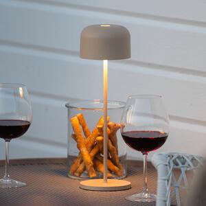 Konstsmide Lampa de masă cu LED și baterie Lille, înălțime 36 cm, culoare nisip, IP54, USB, reglabil, Bej, Camera de zi / sufragerie, Aluminiu, Modern