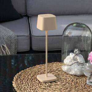 Konstsmide Lampă de masă cu LED și baterie Capri, înălțime 25 cm, culoare nisip, IP54, reglabil, Bej, Camera de zi / sufragerie, Metal, Modern