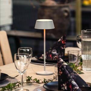 Konstsmide Lampă de masă cu LED și baterie Menton, gri, înălțime 27 cm, IP54, USB, reglabil, Gri, Camera de zi / sufragerie, Metal, Modern