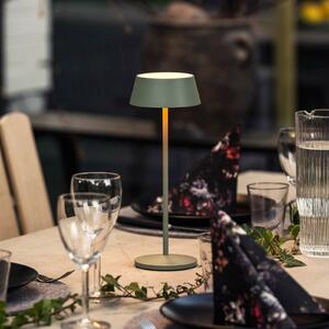 Konstsmide Lampă de masă cu LED și baterie Menton, verde, înălțime 27 cm, IP54, USB, reglabil, Verde, Camera de zi / sufragerie, Metal, Modern