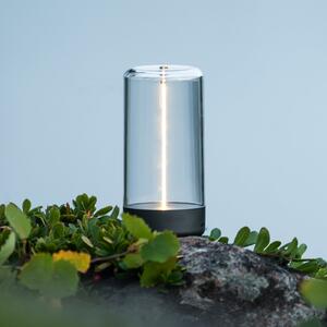 Konstsmide Lampa de masă cu LED și baterie Edison, înălțime 15 cm, gri/transparentă, IP54, reglabil, Transparent, Camera de zi / sufragerie, Plastic, Modern