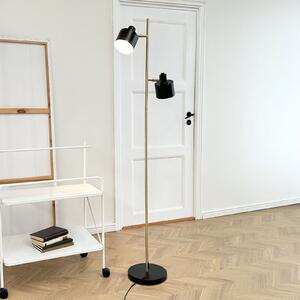 Dyberg Larsen Lampadar Ocean, negru/alamă, 2 becuri, Negru, Camera de zi / sufragerie, Metal, Scandinavă
