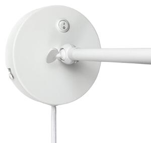 Dyberg Larsen Aplică de perete Futura, albă, 15W, cablu, metal, Alb, Camera de zi / sufragerie, Metal, Scandinavă