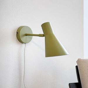 Dyberg Larsen Aplică de perete DL12, verde, cablu, E27, metal, Verde, Camera de zi / sufragerie, Metal, Scandinavă