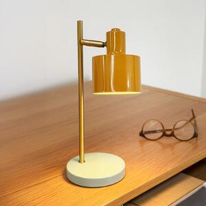 Dyberg Larsen Lampa de masă cu baterie LED Ocean Mini, curry/turcoaz, reglabil, Galben, Camera de zi / sufragerie, Metal, Scandinavă