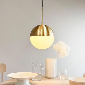 Dyberg Larsen Lampă suspendată Nova D25, opal/alamă, metal, reglabil, Auriu / Alamă, Camera de zi / sufragerie, Metal, Scandinavă