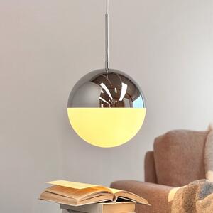 Dyberg Larsen Lampă suspendată Nova D25, opal/crom, metal, reglabil, Metalic, Camera de zi / sufragerie, Metal, Scandinavă