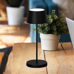 FH Lighting Lampa de masă cu LED și baterie Asena Pro negru nisip, 30 cm metal IP54, reglabil, Negru, Metal, Modern