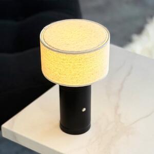 Dyberg Larsen Lampa de masă cu baterie LED Mellow, negru, 23 cm, reglabil, Negru, Camera de zi / sufragerie, Lemn, Scandinavă