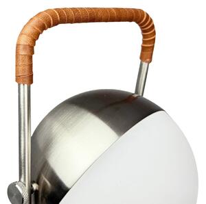 Dyberg Larsen Lampa de masă cu LED-uri Mova, maro, IP44, reglabil, Crom, Camera de zi / sufragerie, Metal, Scandinavă