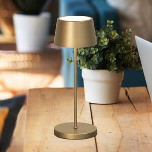 FH Lighting Lampă de masă cu LED și baterie Asena Pro, culoare bronz, 30 cm, metal, IP54, reglabil, Bronz / Alamă Veche, Metal, Modern
