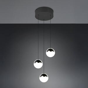 Reality Leuchten Lampă suspendată LED Senta, culoare crom, Ø 25 cm, 4 becuri, 4.000 K., Metalic, Camera de zi / sufragerie, Plastic, Modern, glob