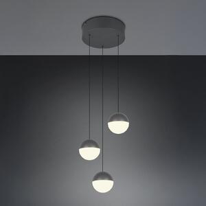 Reality Leuchten Lampă suspendată LED Senta, antracit, Ø 25 cm, 3 becuri, 3.000 K., Negru, Camera de zi / sufragerie, Plastic, Modern, glob