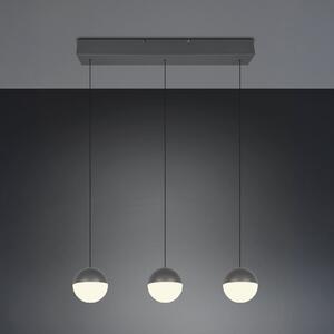 Reality Leuchten Lampă suspendată LED Senta, antracit, lungime 62 cm, 3 becuri, 3.000 K., Negru, Camera de zi / sufragerie, Plastic, Modern, glob