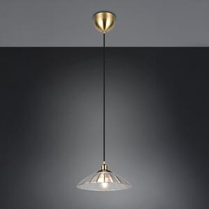 Reality Leuchten Lampă suspendată Eluna, transparentă/alamă veche Ø 30 cm sticlă/metal 1 bec., reglabil, Bronz / Alamă Veche, Camera de zi / sufragerie, Metal