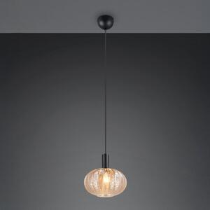 Reality Leuchten Lampă suspendată Elvezia, chihlimbar, Ø 26 cm, sticlă, E27, reglabil, Bej, Camera de zi / sufragerie, Sticlă