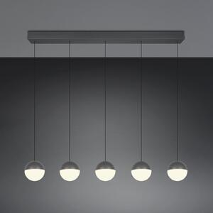 Reality Leuchten Lampă suspendată LED Senta, antracit, lungime 114 cm 3.000 K 5 becuri., Negru, Camera de zi / sufragerie, Plastic, Modern, glob