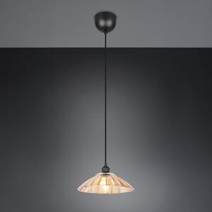 Reality Leuchten Lampă suspendată Eluna, chihlimbar/negru, Ø 30 cm, sticlă/metal 1 bec., reglabil, Negru, Camera de zi / sufragerie, Metal