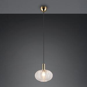 Reality Leuchten Lampă suspendată Elvezia, transparentă, Ø 26 cm, sticlă, E27, reglabil, Transparent, Camera de zi / sufragerie, Sticlă
