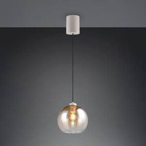 Reality Leuchten Lampă suspendată Liora, chihlimbar, Ø 25 cm, sticlă, E27, reglabil, Bej, Camera de zi / sufragerie, Sticlă, Modern, glob