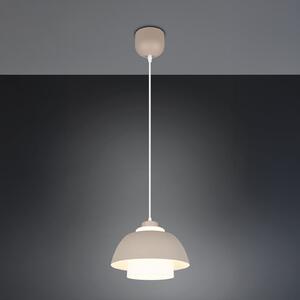 Reality Leuchten Lampă suspendată Tilos, bej, Ø 30 cm, metal/sticlă, E27, reglabil, Bej, Camera de zi / sufragerie, Metal, Modern
