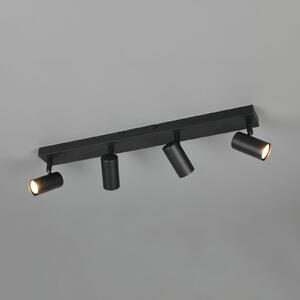Reality Leuchten Spot Taryn, negru mat, lungime 62 cm, 4 becuri, GU10, reglabil, Negru, Camera de zi / sufragerie, Metal, Modern, Plafon semicircular cu spațiere