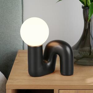 Reality Leuchten Lampa de masă Quinn, negru, înălțime 22 cm, ceramică/sticlă, G9, Negru, Camera de zi / sufragerie, Ceramică, Viața tânără