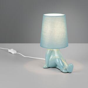 Reality Leuchten Lampa de masă Huma, albastră, înălțime 25 cm, textil/ceramică, E14, Albastru, Camera de zi / sufragerie, Ceramică, Viața tânără