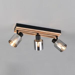 Reality Leuchten Spot Travia, lungime 53 cm, 3 becuri, negru/gri fumuriu, reglabil, Negru, Camera de zi / sufragerie, Metal, Modern, Plafon semicircular cu spațiere