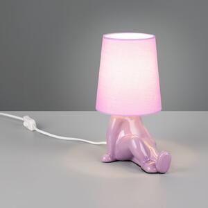 Reality Leuchten Lampa de masă Huma, violet, înălțime 25 cm, textil/ceramică, E14, Violet, Camera de zi / sufragerie, Ceramică, Viața tânără