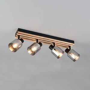 Reality Leuchten Radiator Travia, lungime 65 cm, 4 becuri, negru/cenușiu fumuriu, reglabil, Negru, Camera de zi / sufragerie, Metal, Modern, Plafon semicircular cu spațiere