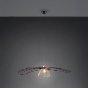 Reality Leuchten Lampă suspendată Lauris, negru mat, Ø 100 cm, metal, E27, reglabil, Negru, Camera de zi / sufragerie, Metal, Modern