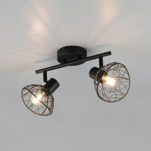 Reality Leuchten Plafonieră Yako, negru mat, lungime 40 cm, 2 becuri, metal, reglabil, Negru, Camera de zi / sufragerie, Metal, Modern, Plafon cu flacără multiplă