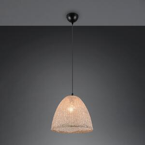 Reality Leuchten Lampă suspendată Kibito, crem, Ø 32 cm, textil, E27, reglabil, Bej, Camera de zi / sufragerie, Țesătură / Textil
