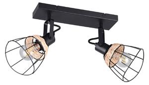 Reality Leuchten Plafonieră Jerome, lungime 36 cm, 2 becuri, metal negru mat, reglabil, Negru, Camera de zi / sufragerie, Metal, Modern, Plafon cu flacără multiplă