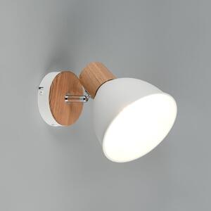 Reality Leuchten Plafonieră Delume, albă, Ø 15 cm, 1 bec, metal/lemn, reglabil, Alb, Camera de zi / sufragerie, Metal, Scandinavă
