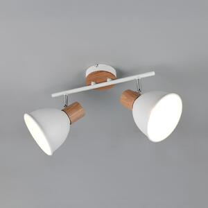 Reality Leuchten Plafonieră Delume, albă, lungime 49 cm, 2 becuri, metal/lemn, reglabil, Alb, Camera de zi / sufragerie, Metal, Scandinavă, Plafon cu flacără multiplă